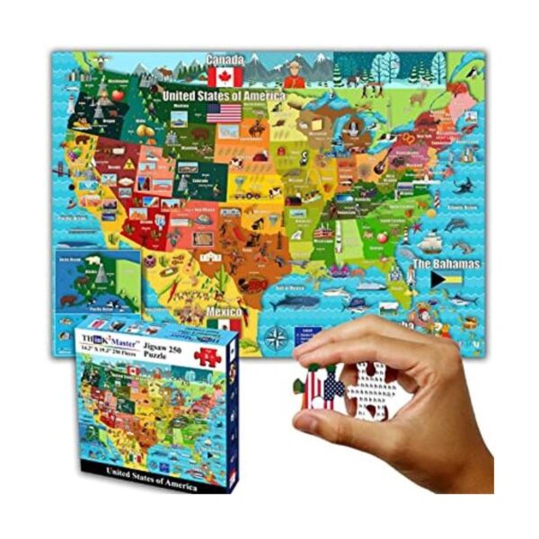 Think2Master Mapa de Estados Unidos Rompecabezas de 250