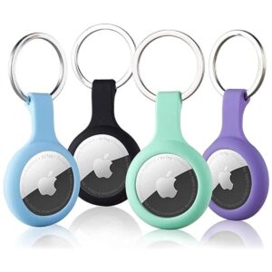 Paquete de 4 fundas de silicona para Airtags con llavero_1