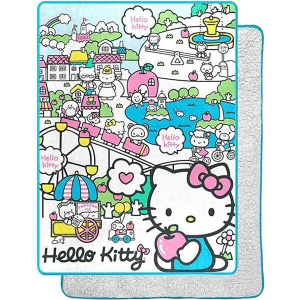 Northwest Hello Kitty My Cute World Manta de sherpa de_1