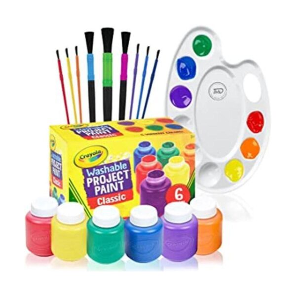 Pintura lavable para niños 6 unidades 9 pinceles paleta_1