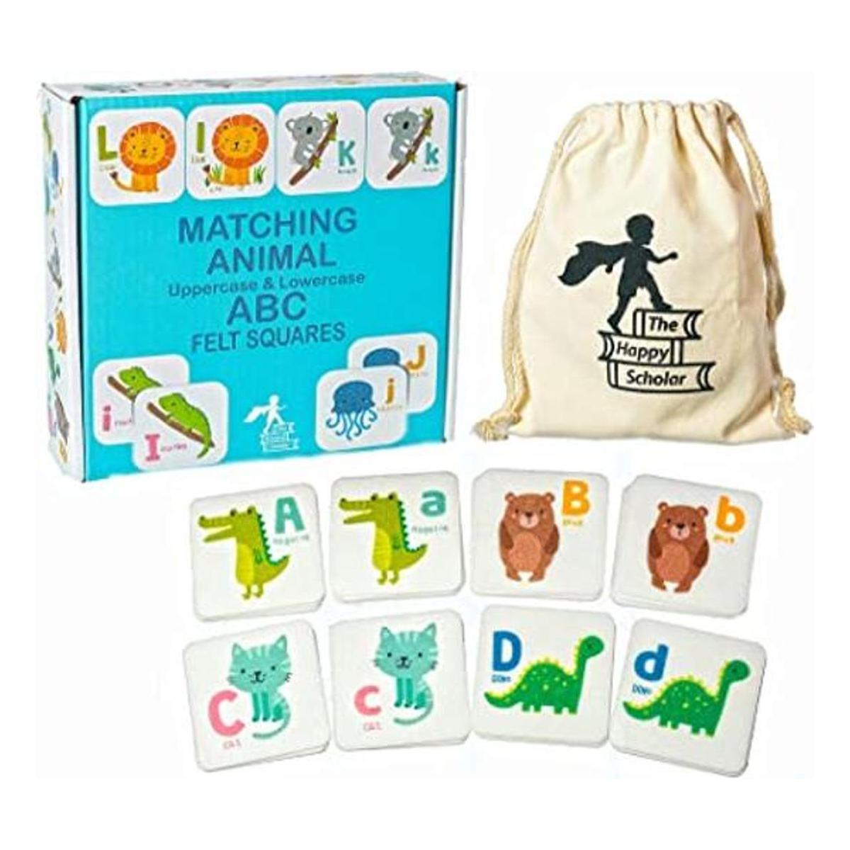 Tarjetas flash del alfabeto de fieltro animal a juego 52
