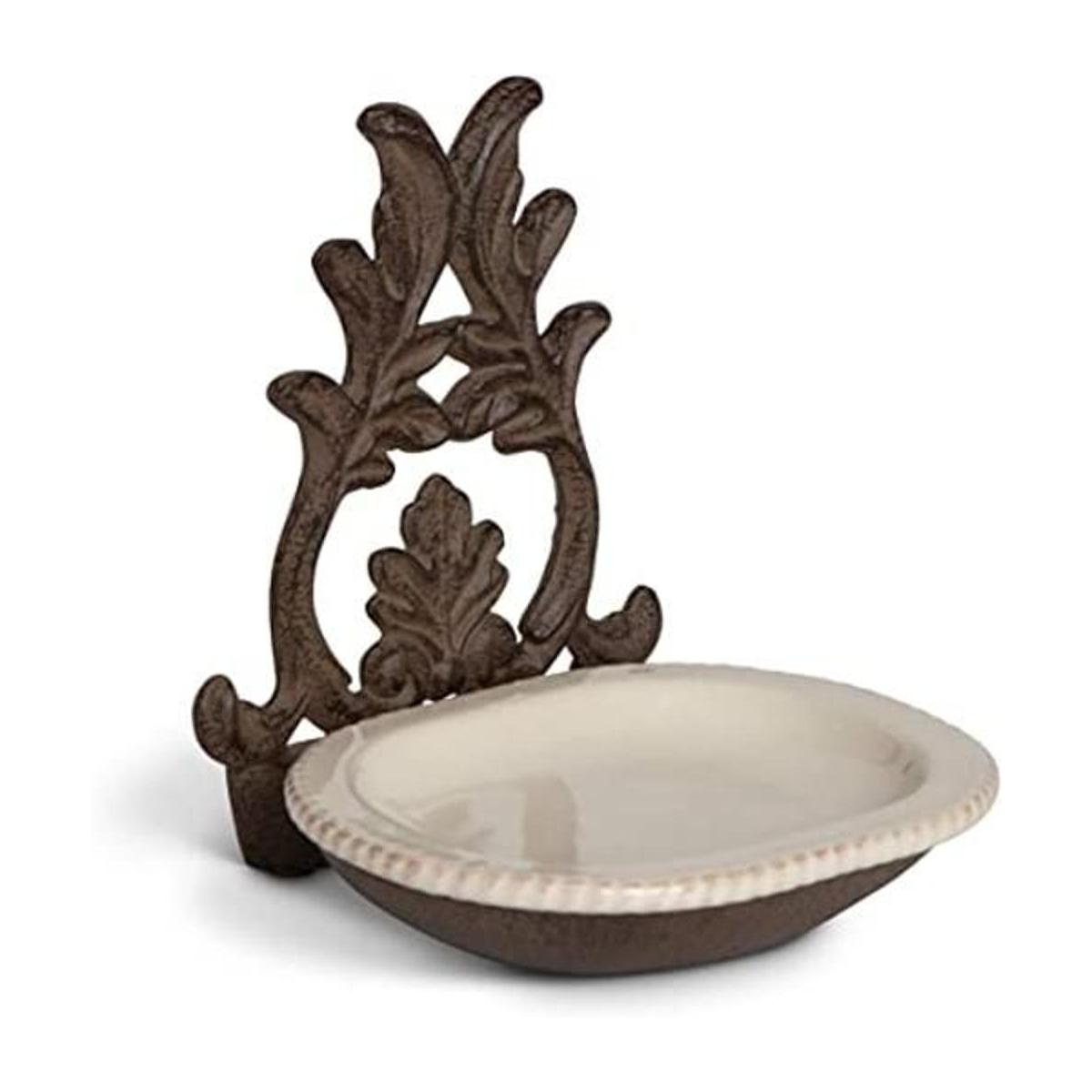 Grazia Crema Cuchara de cerámica con soporte de metal