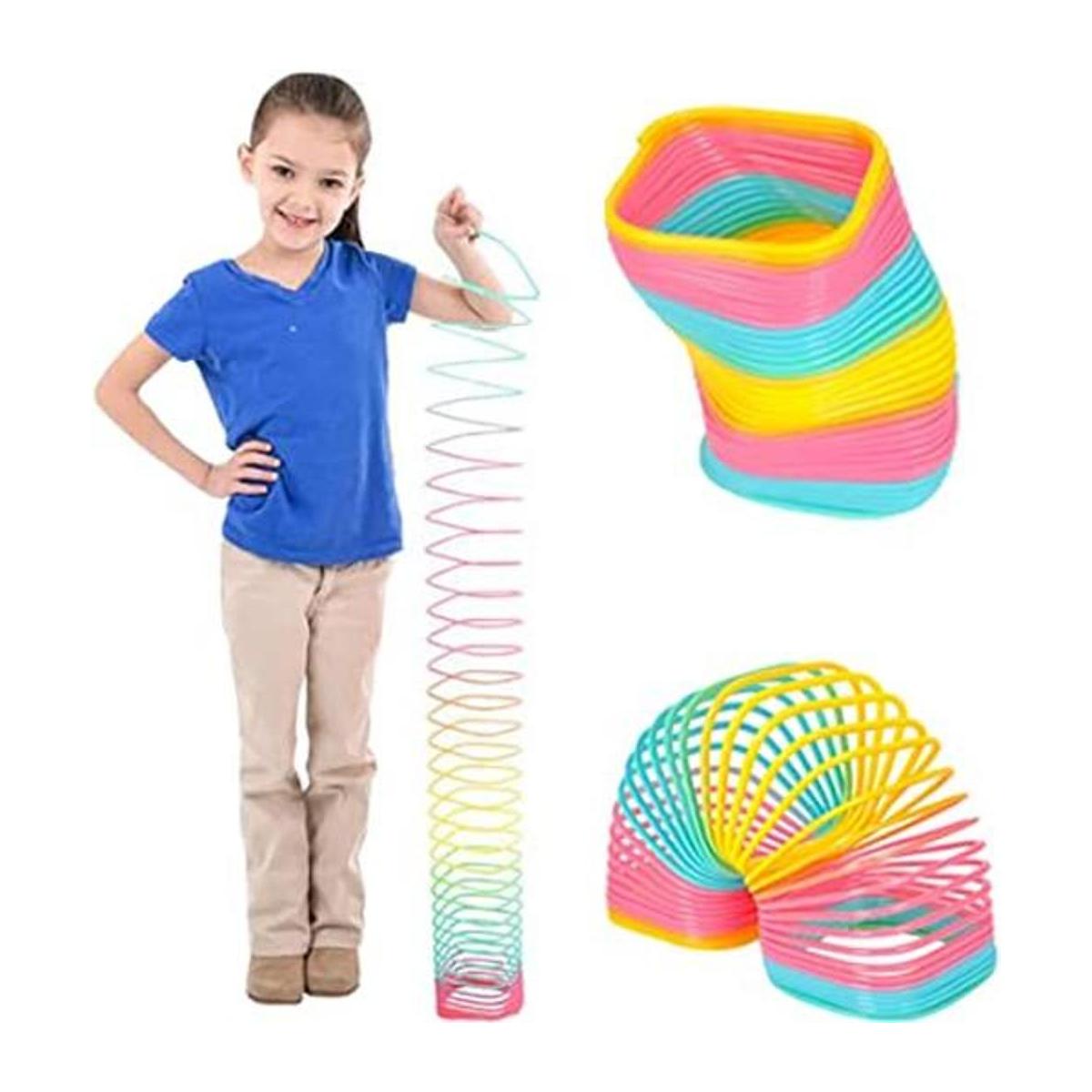 The Dreidel Company Jumbo Arco iris de resorte cuadrado