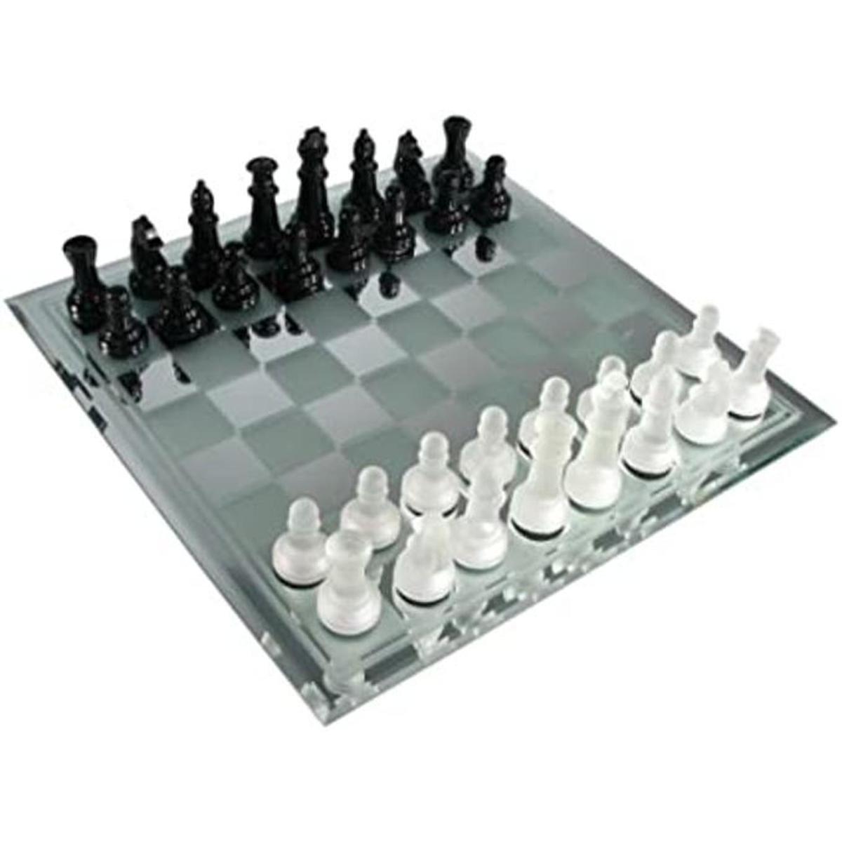 AvantGarde juego de ajedrez de vidrio esmerilado negro con