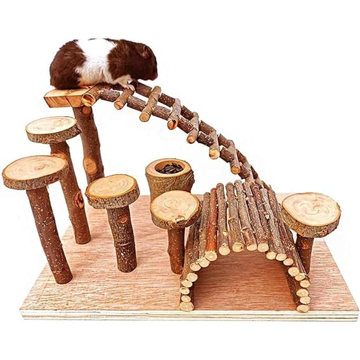 Tfwadmx Puente de hámster de madera animales pequeños