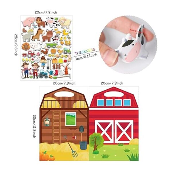 Juego de calcomanías hinchadas de animales de granja 3D_2