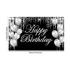 Pancarta de feliz cumpleaños color plateado telón de_2