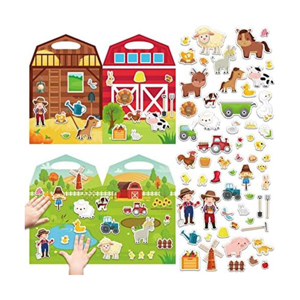 Juego de calcomanías hinchadas de animales de granja 3D