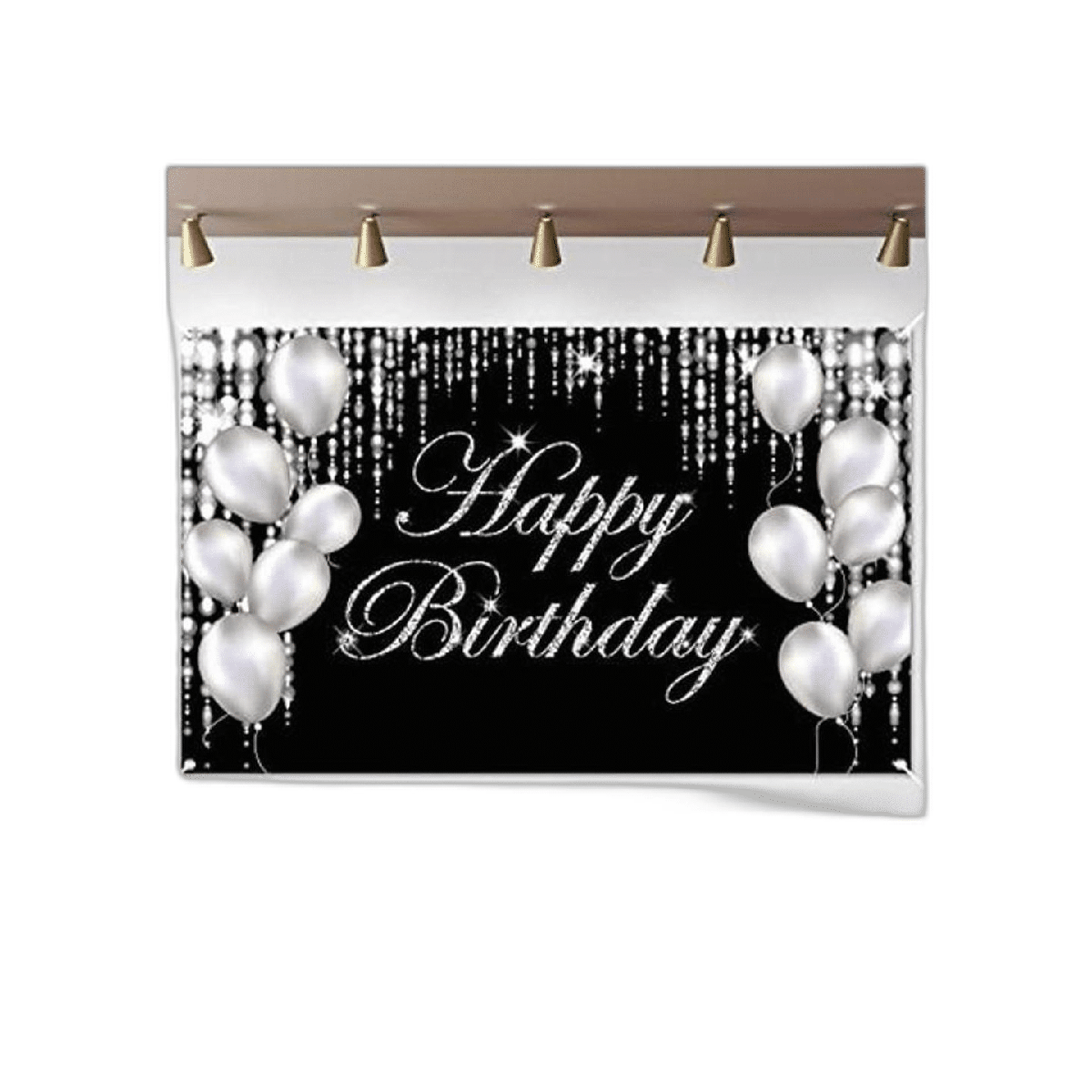 Pancarta de feliz cumpleaños color plateado telón de