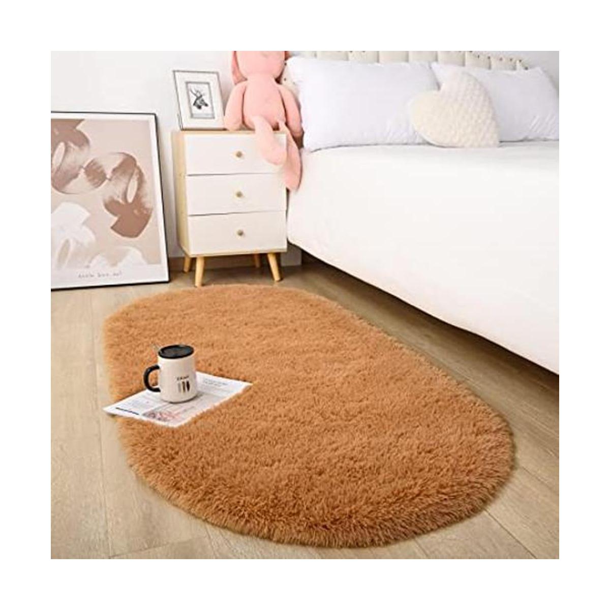 Terrug Alfombra redonda para dormitorio ovalada mullida