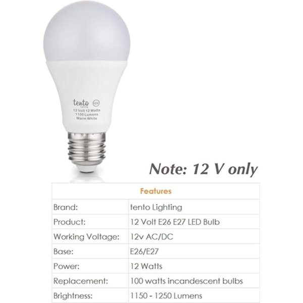 Tento Lighting E26 Bombilla LED de 12 V 12 W 1200_2
