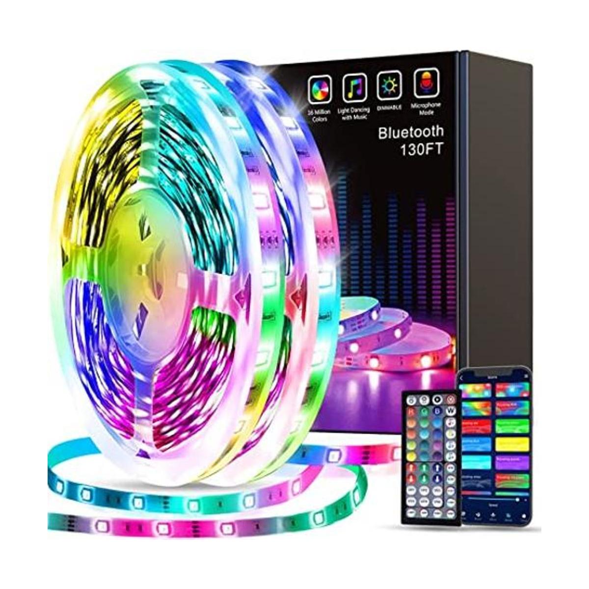 Tenmiro Tira de luces LED de 130 pies 2 rollos de 65