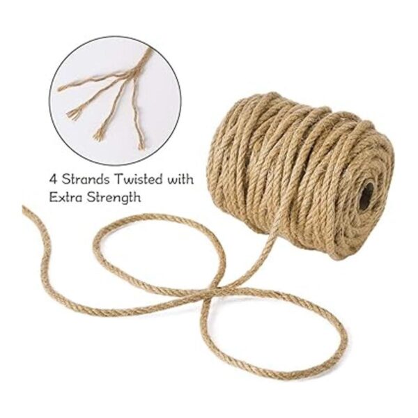 Tenn Well 5mm Jute Rope 100 Feet 4Ply Twisted Heavy Duty_2