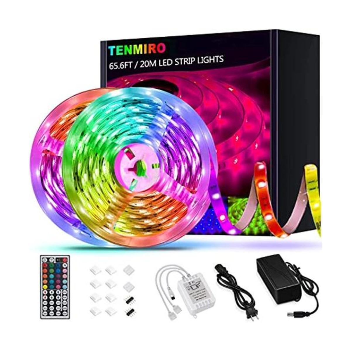 Tira de luces LED Tenmiro RGB ultra largas de 65.6 pies