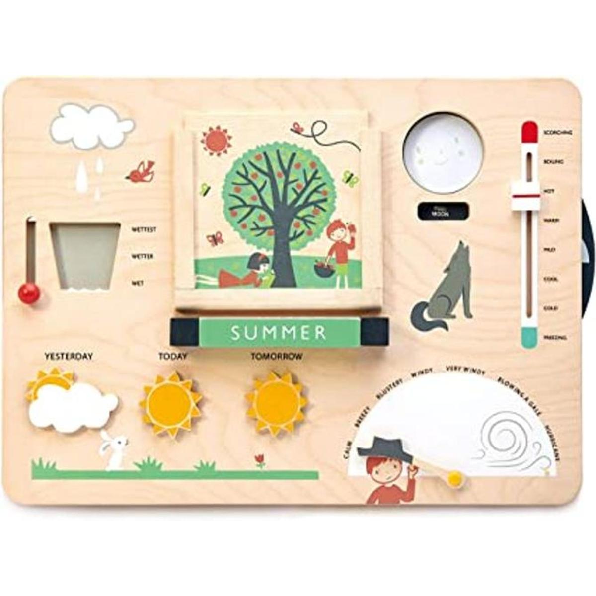 Tender Leaf Toys Reloj meteorológico tablero de madera