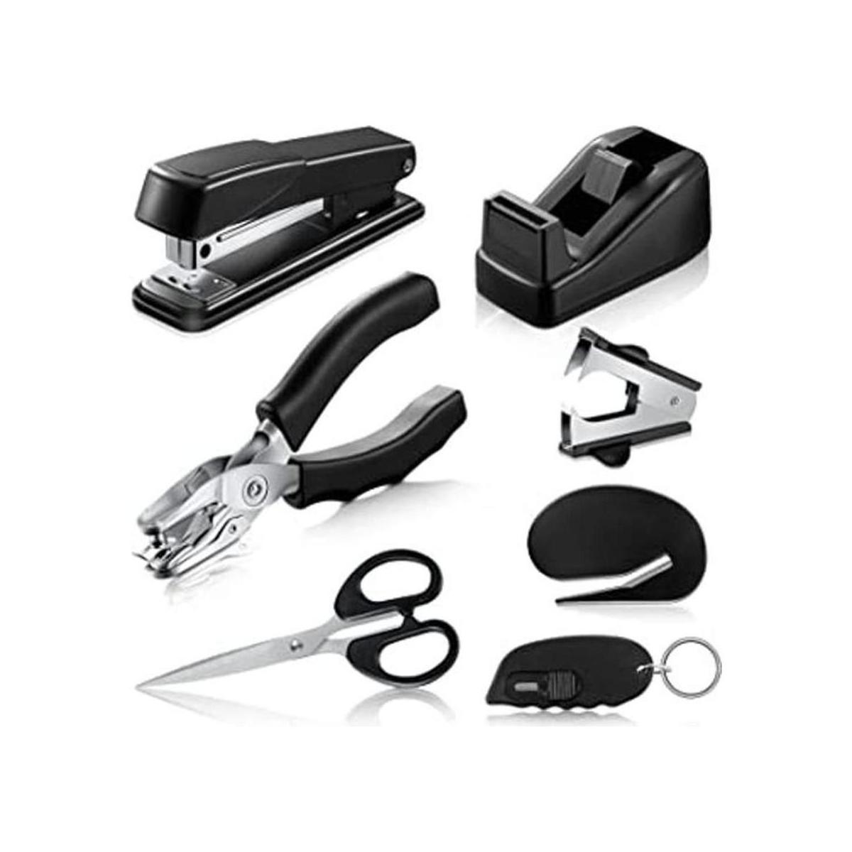 El kit de accesorios de escritorio negro de 7 piezas