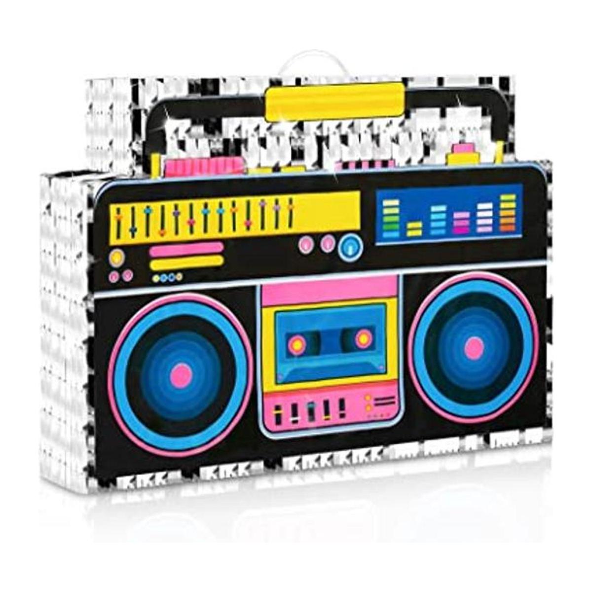 Caja retro de piñata boom de los años 80 con temática