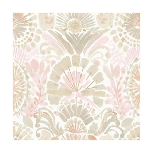Tempaper Papel tapiz extraíble de damasco bohemio rosa_1