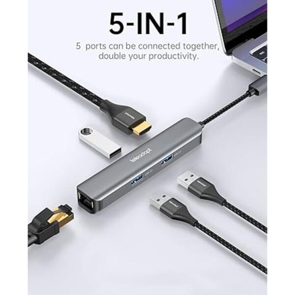 Teleadapt Adaptador concentrador USB tipo C 5 en 1. HDMI_2