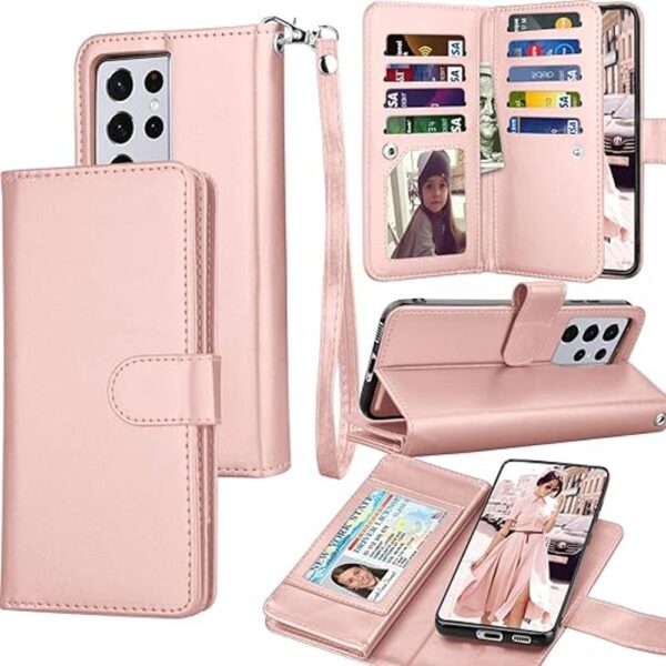 Tekcoo Funda tipo cartera para Galaxy S21 Ultra piel_1