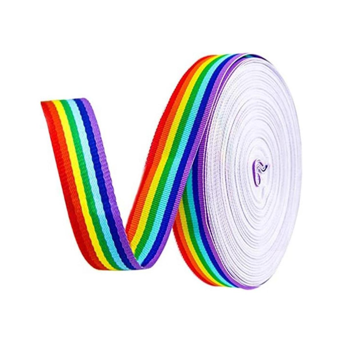 Teemico Cintas de grogrén de doble cara con arco iris de