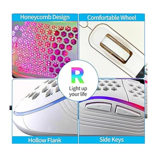 Mouse para juegos con cable de panal de abeja