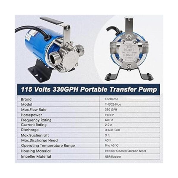 TecHome Bomba de manguera de agua bomba de agua de 115 V