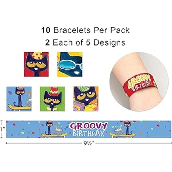 Pulseras de bofetada de cumpleaños de Pete the Cat Groovy_3