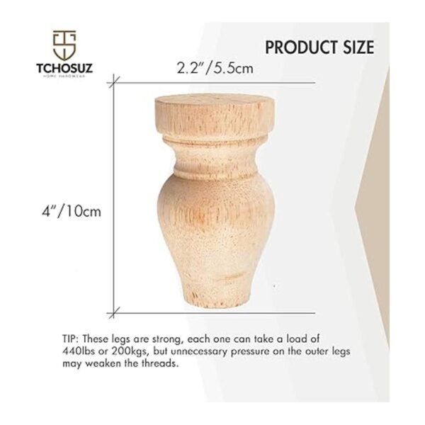 Tchosuz Patas de muebles de madera de 4 pulgadas 3.9_3