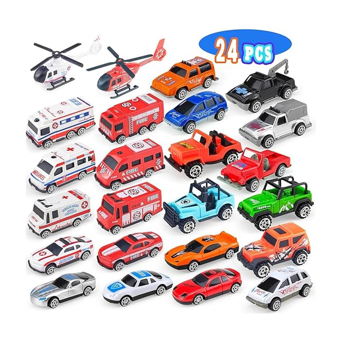 Tcvents Autos de tracción Mini coches Paquete de 24