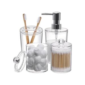 Juego completo de 4 accesorios de baño transparentes de