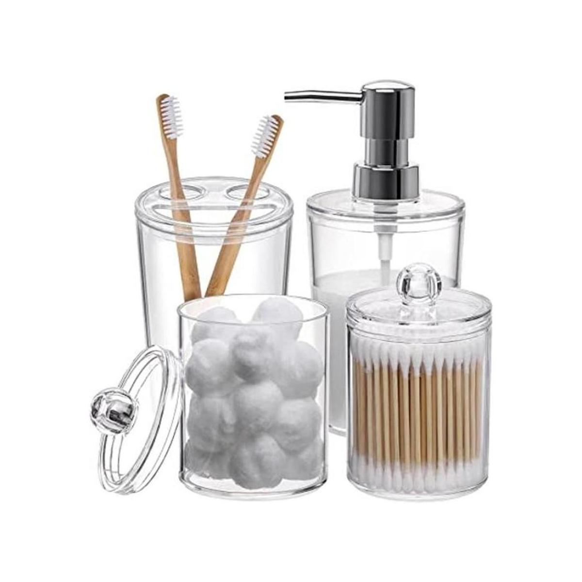 Juego completo de 4 accesorios de baño transparentes de