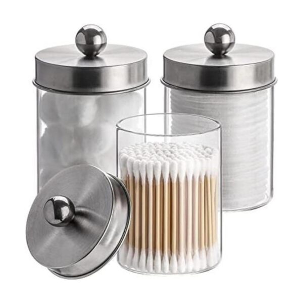 Tbestmax Dispensador de vidrio Qtip recipientes de baño