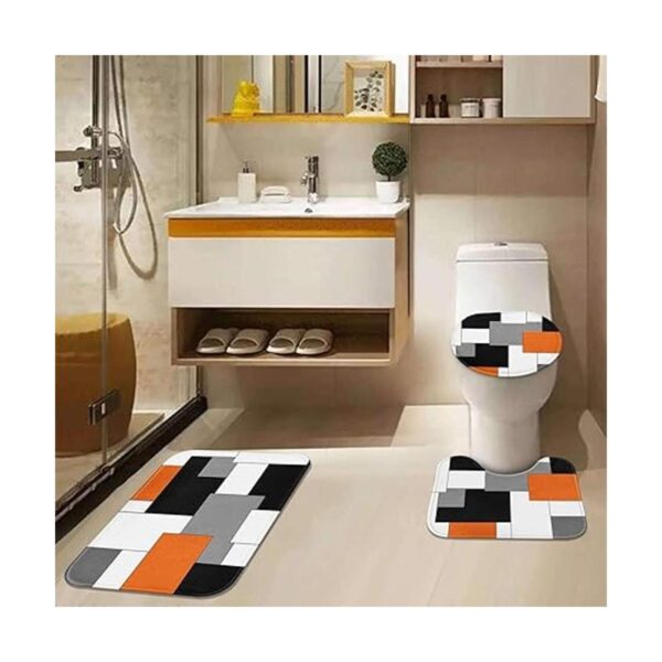 Tayney Juego de cortinas de ducha geométricas naranjas con_3