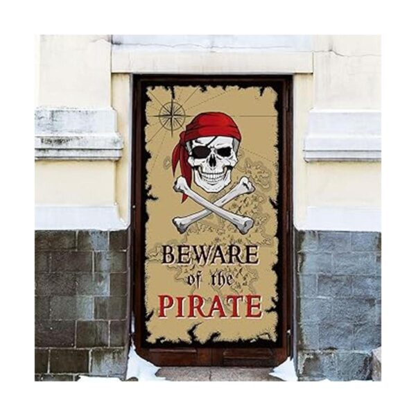 Bandera para puerta de Beware of Pirates decoración de