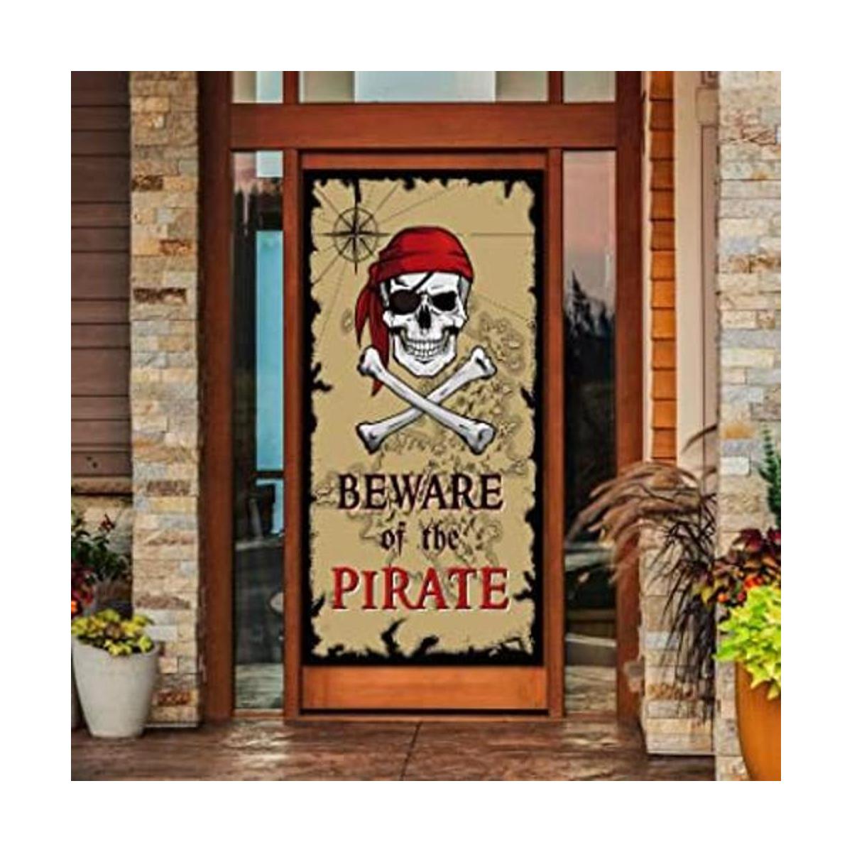 Bandera para puerta de Beware of Pirates decoración de
