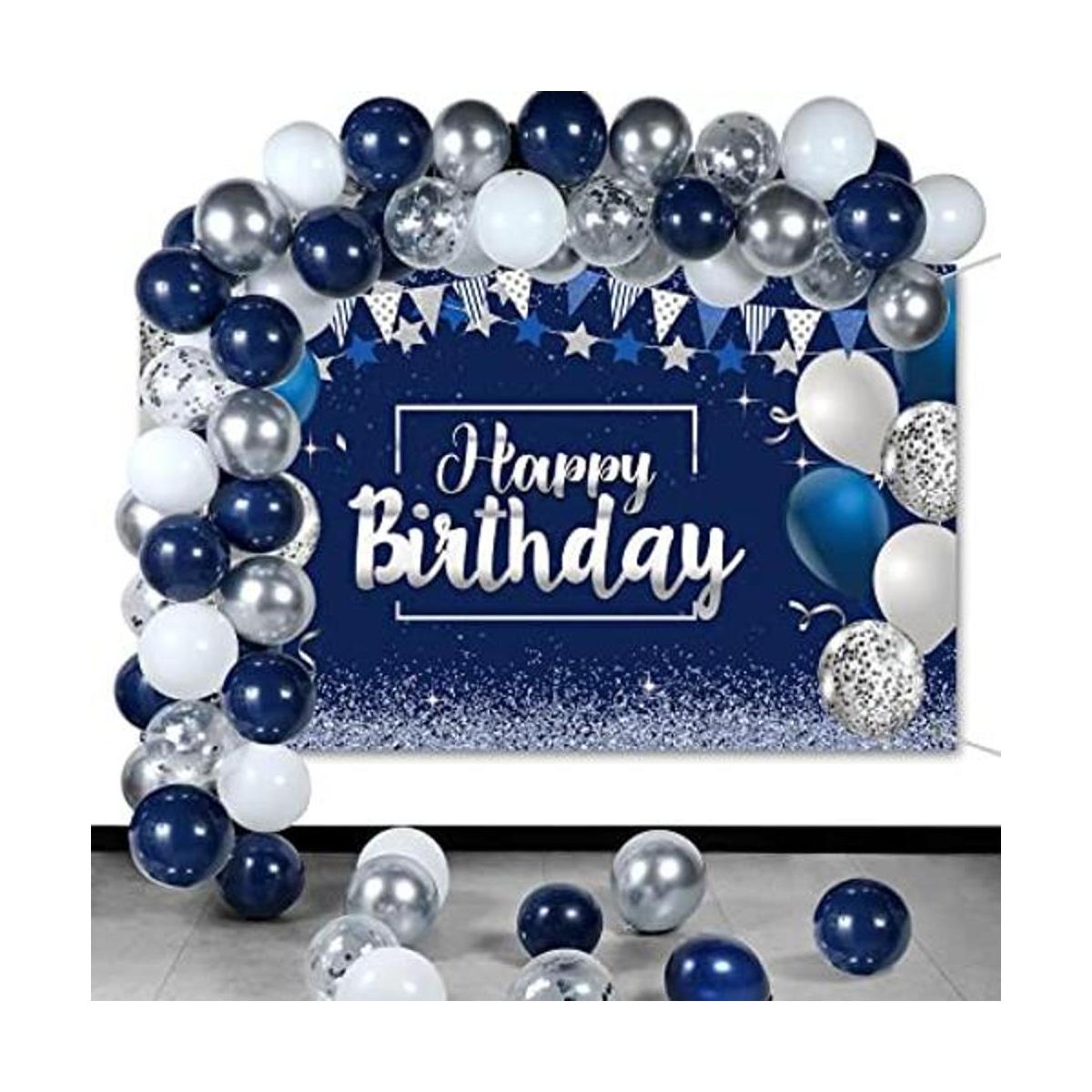 Juego de globos de confeti de cumpleaños azul marino 50