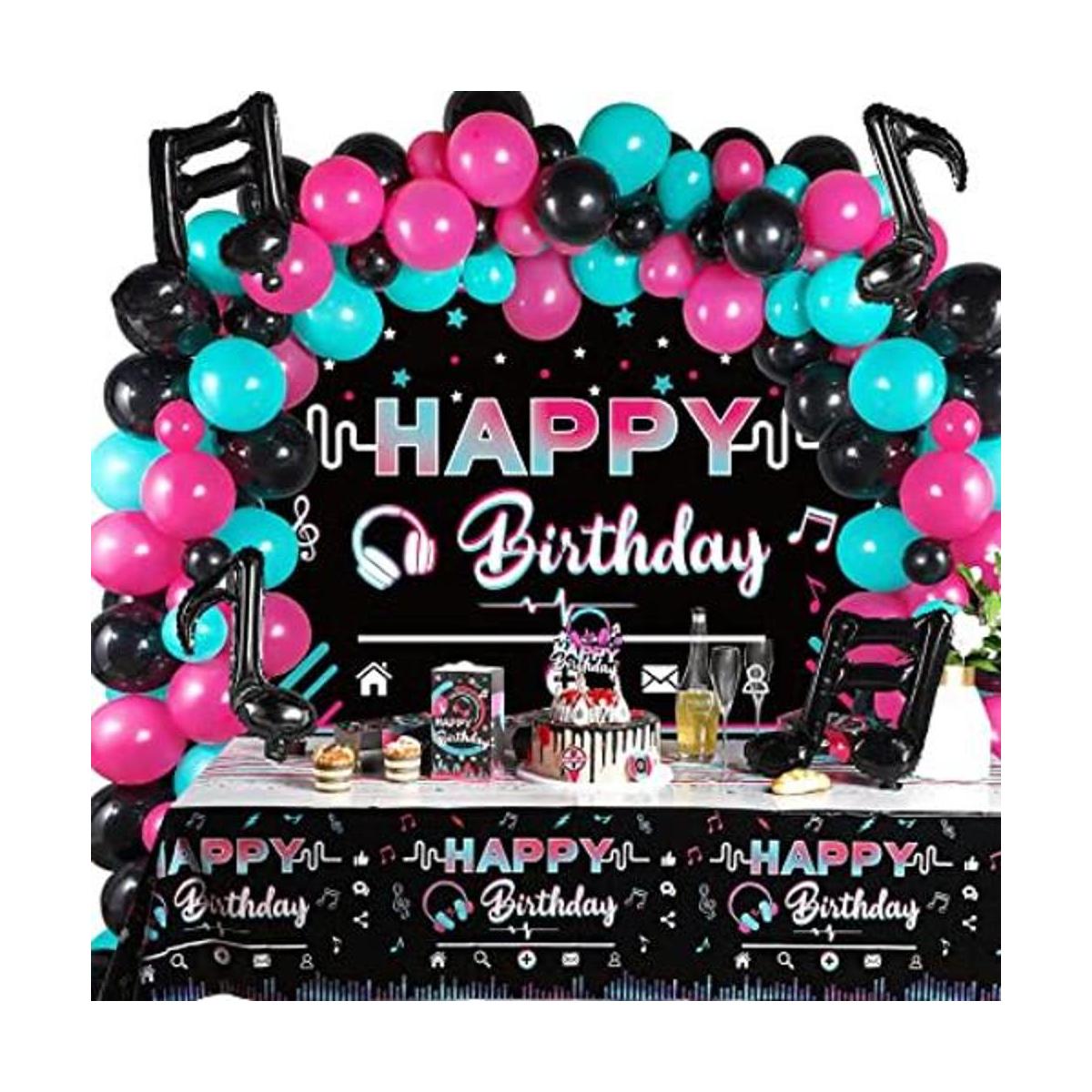 Decoraciones musicales de fiesta de feliz cumpleaños