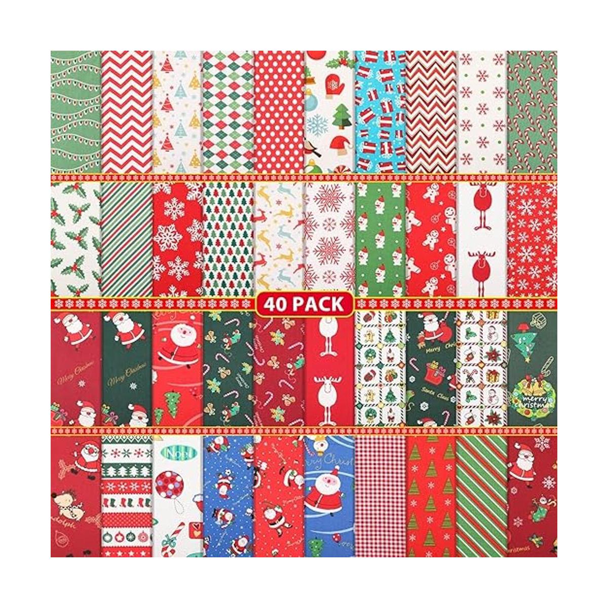 40 piezas de tela de Navidad para acolchar cuadrados