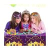 Mantel de plástico morado y dorado de 3 piezas mantel de