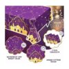 Mantel de plástico morado y dorado de 3 piezas mantel de