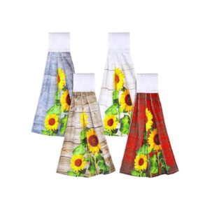 4 piezas vintage girasoles colgantes toalla de cocina en_1