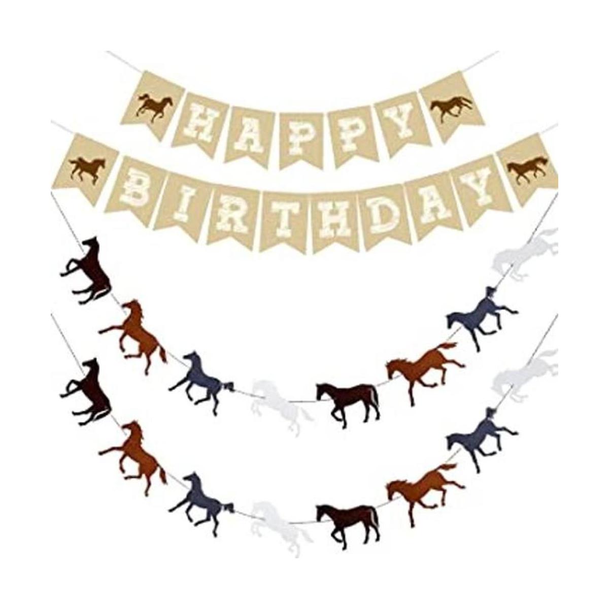 Banner de cumpleaños de caballos decoraciones de fiesta