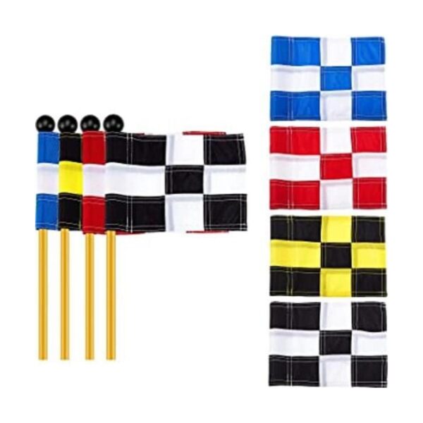 4 banderas de golf a cuadros con tubo insertado para poner