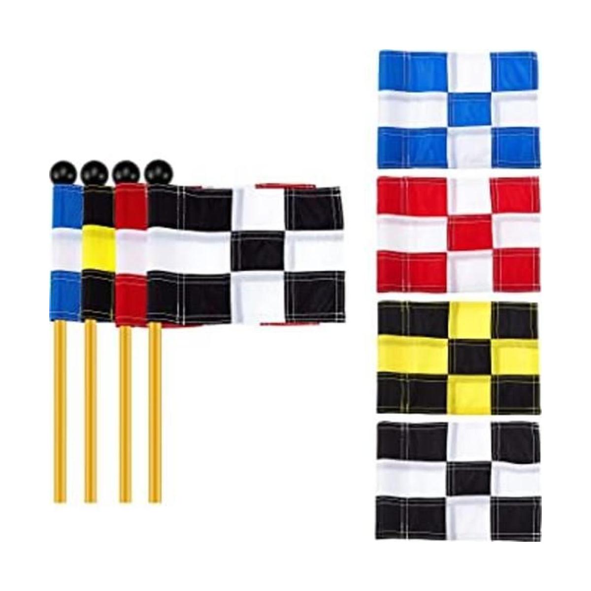 4 banderas de golf a cuadros con tubo insertado para poner