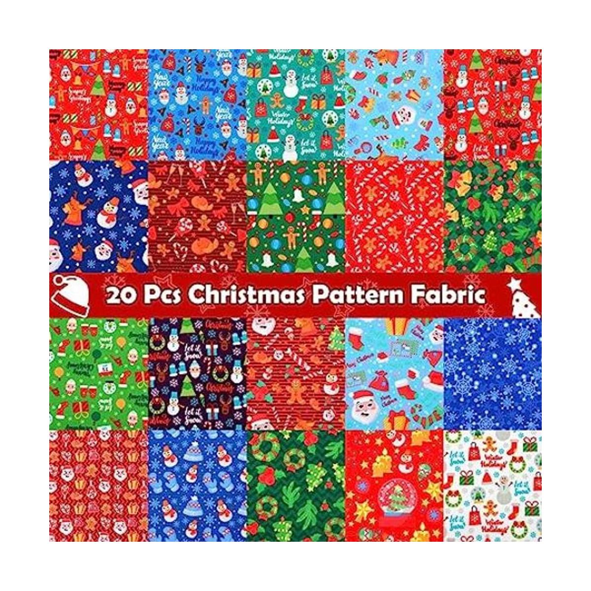 Paquete de 20 piezas de tela de Navidad con cuartos