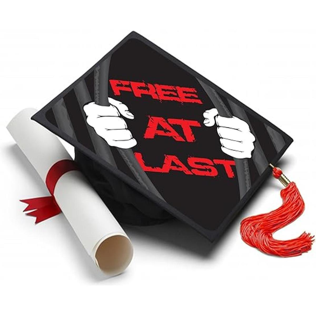 Free at last Tassel Topper gorro de graduación decorado