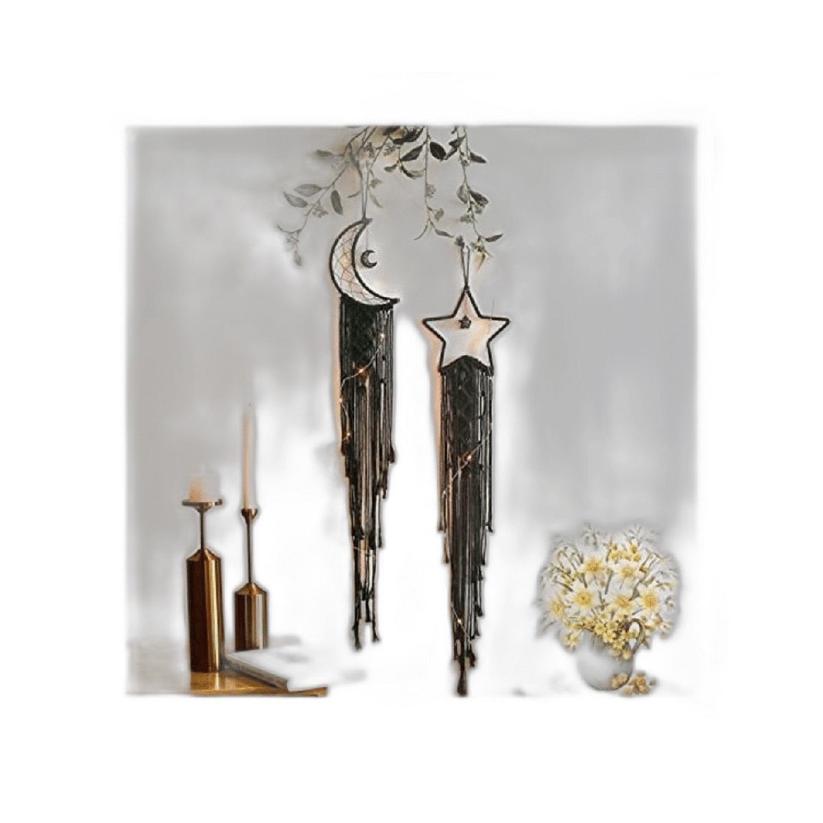 Decoración de atrapasueños con estrella de luna 2 piezas