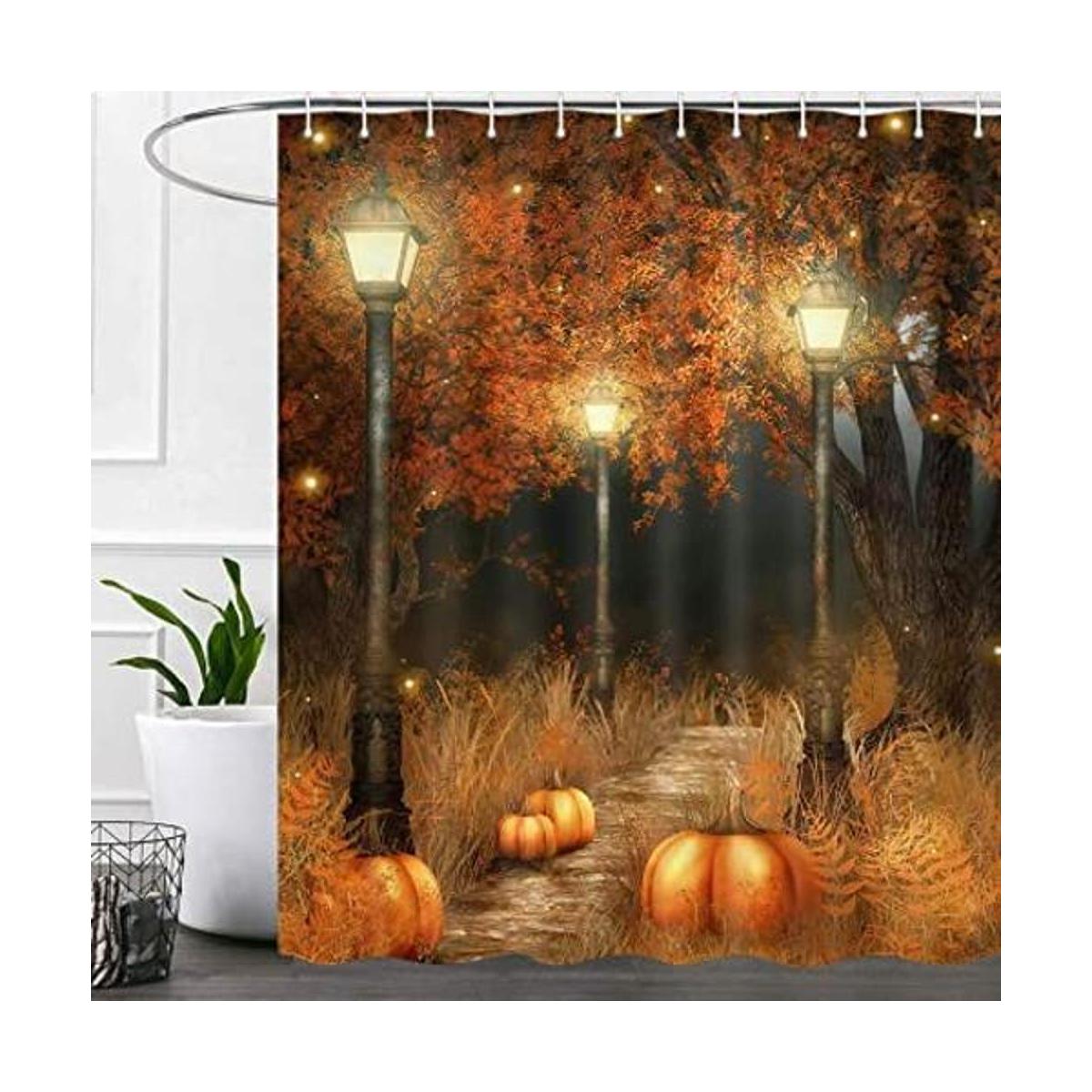 Juego de cortinas de ducha para baño diseño de calabaza