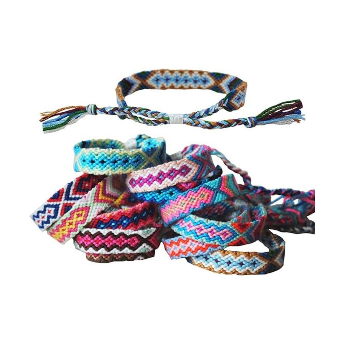 Tangser Pulseras de amistad de Nepal tejidas con cierre